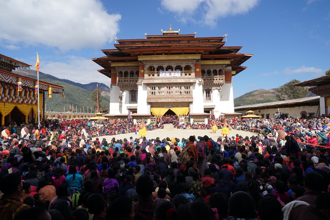 Festival gathering at Gangtey Goenpa in the Phobjikha valley